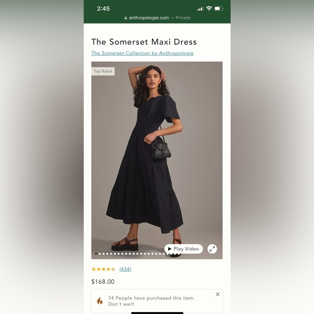 Anthropologie Black Somerset Maxi
